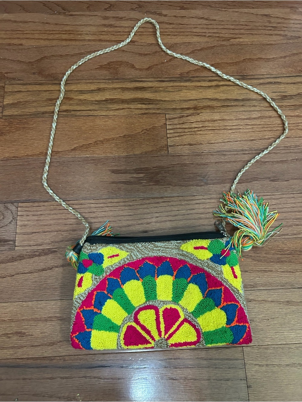 Vintage Boho Wayuu Style Crossbody Shoulder Bag Colorful Tassel Purse - Picture 7 of 7